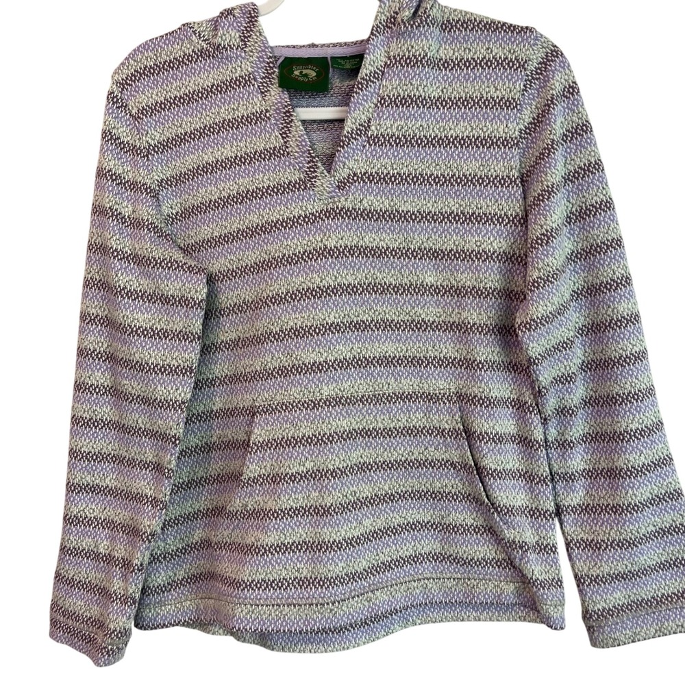 Stillwater‎ Supply Co Gray and Lavender Striped Knit Hoodie Women's Size M